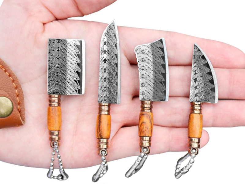 mini keychain box cutters set damascus steel