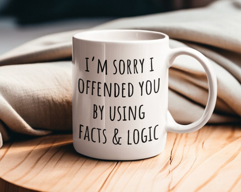 facts and logic mug funny gift for coworkers